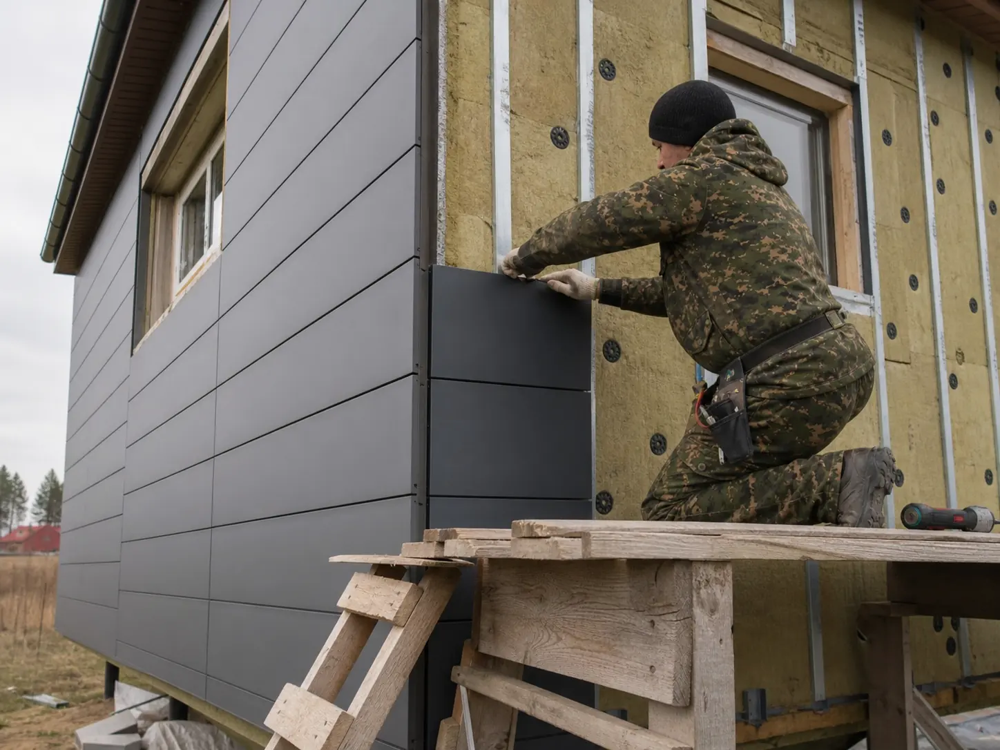 Facade panel installation